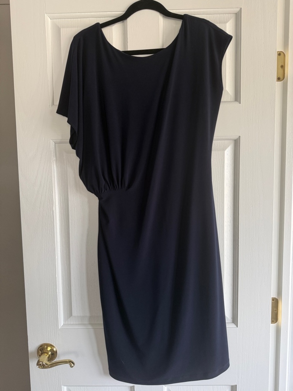Joseph Ribkoff Navy Asymmetrical One-Shoulder Dress